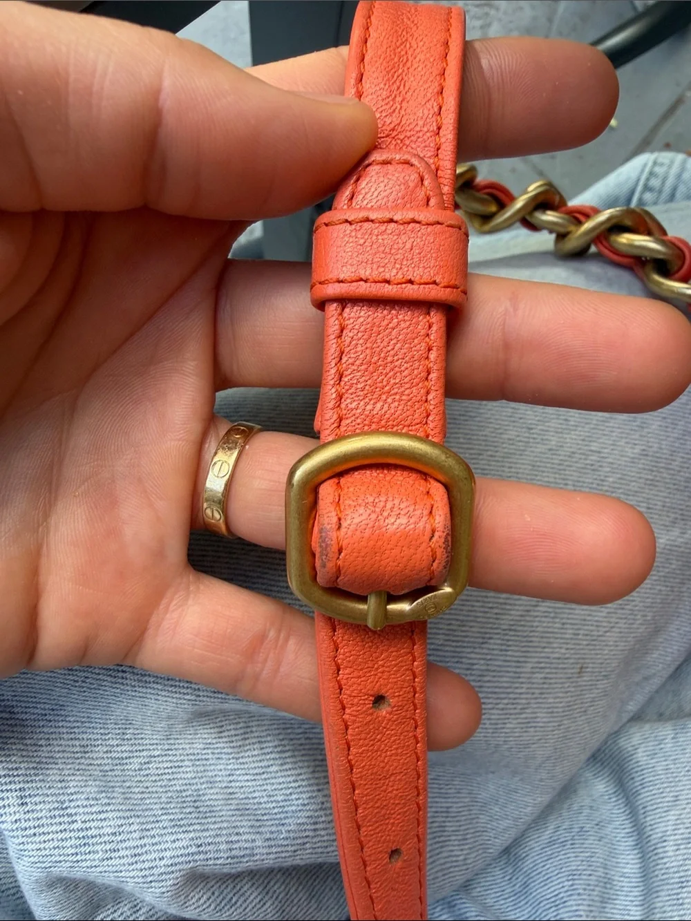 Chanel 19 Orange Quilted Chain belt bag